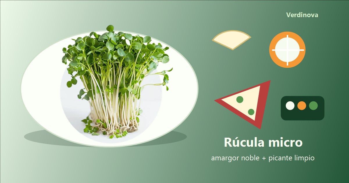 Microbrotes de rúcula con quesos, cítricos, pizzas y tapas para cocina profesional